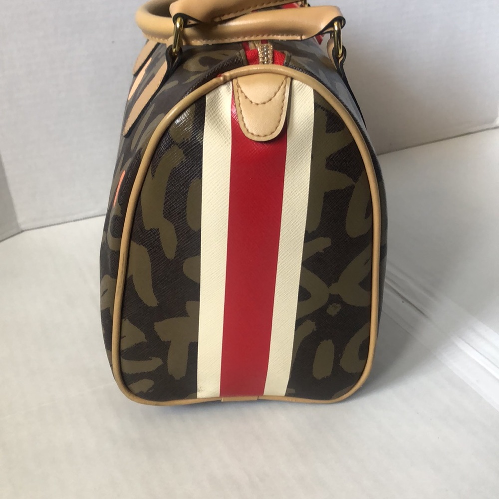 Victoria's Secret Brown Graffiti Heart Satchel with Red and Orange Accents - Picture 9 of 16